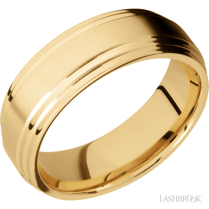 10K Yellow Gold Double Edge Lashbrook men's wedding band